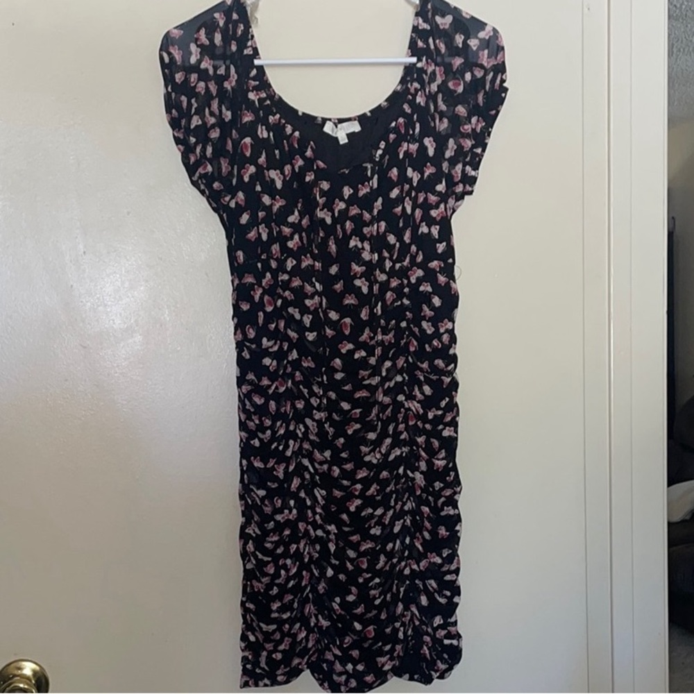 Loft Black and Pink Mini Dress